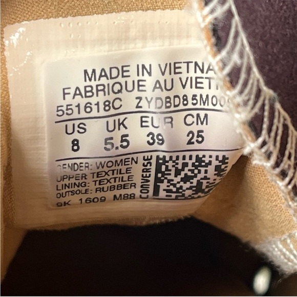 RARE Converse Chuck Taylor All Star Lux Purple Suede Hidden Wedge Heel Size 8 - Picture 8 of 8